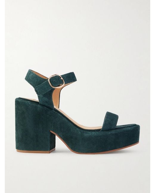 Gabriela Hearst Green Iman 100 Ribbed Suede Sandals