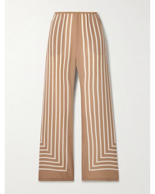 Totême  Natural Striped Silk-Crepe Wide-Leg Pants