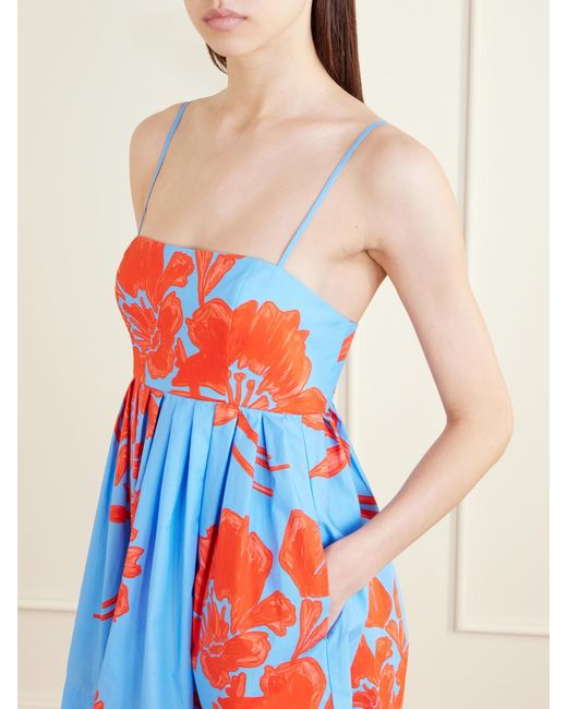 Cara Cara Red Leo Floral-Print Cotton-Poplin Midi Dress