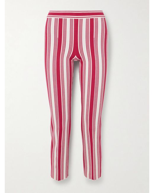 High Sport Red Louis Cropped Striped Cotton-Blend Straight-Leg Pants