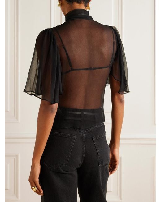Chemisier En Mousseline De Soie The Flutter FRAME en coloris Black
