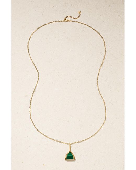 Mateo Natural Flip 14-Karat, Malachite And Diamond Necklace