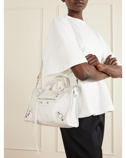 Balenciaga Natural Le City Small Embellished Textured-Leather Tote