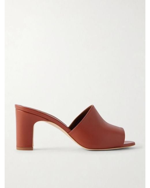 Manolo Blahnik Brown Rapallabar 70 Leather Sandals