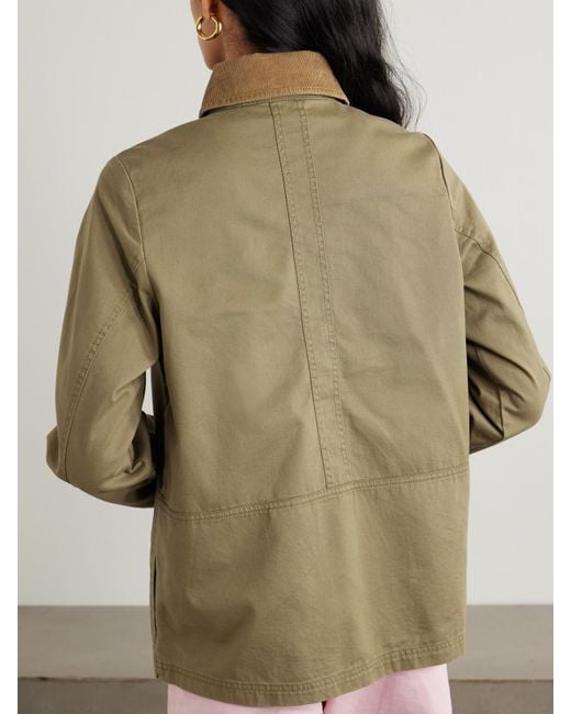 Veste En Toile De Coton À Finitions En Velours De Coton Côtelé Sonnie Barbour en coloris Green