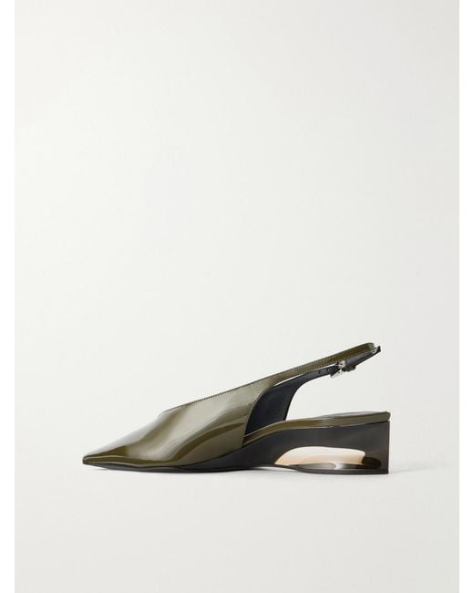 Alaïa Green 30 Patent-Leather Slingback Pumps