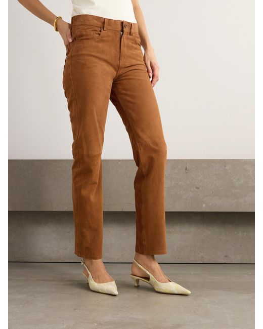Blazé Milano Brown Viva Paso Hose Mit Geradem Bein Aus Veloursleder