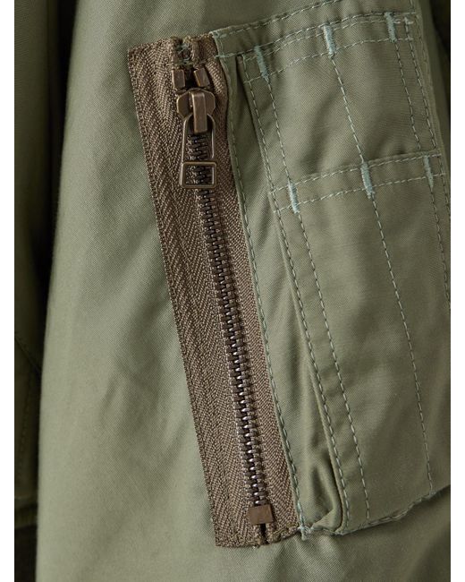 R13 Green Cropped Fleece-Trimmed Padded Cotton-Blend Shell Bomber Jacket