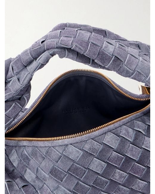 Bottega Veneta Blue Jodie Small Intrecciato Suede Tote
