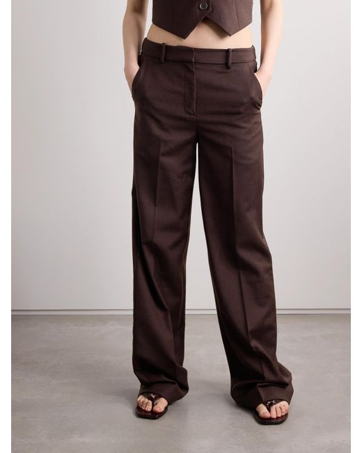 Jonathan Simkhai Brown Tavar Wool Wide-Leg Pants