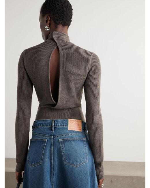 Rick Owens Gray Headon Knitted Cashmere And Wool-Blend Turtleneck Bodysuit