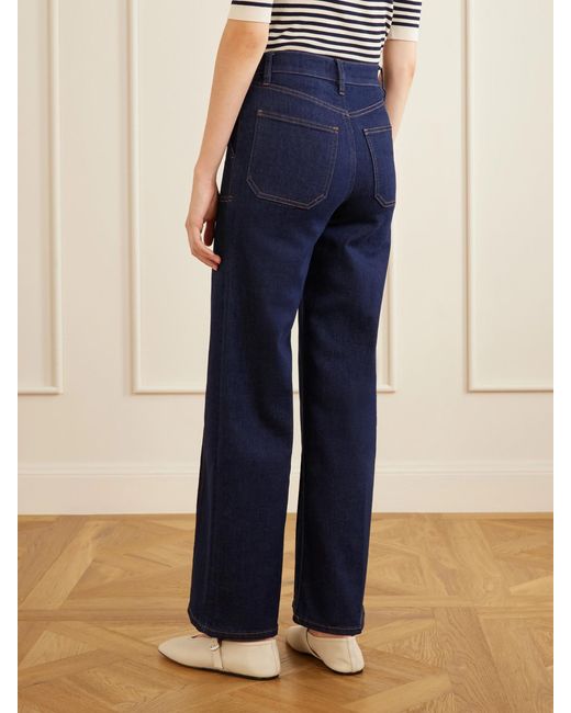 FRAME Blue Le Slim Palazzo Pintuck Pocket High-Rise Wide-Leg Jeans