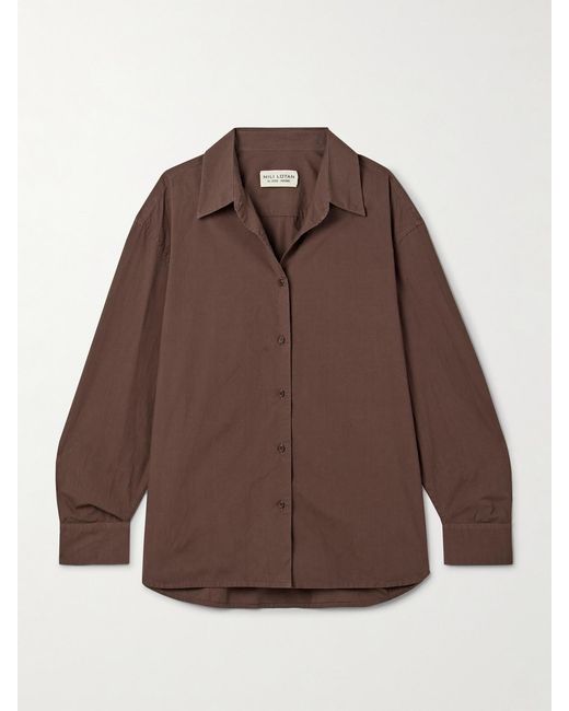 Nili Lotan Brown Amante Cotton-Poplin Shirt