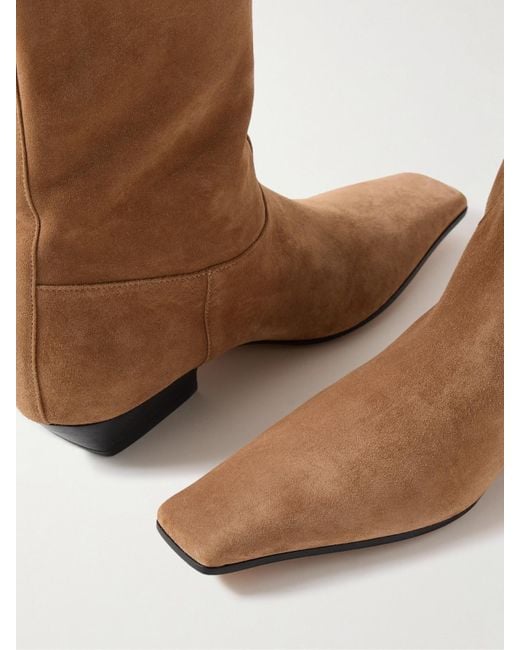 Khaite White Marfa Suede Knee Boots