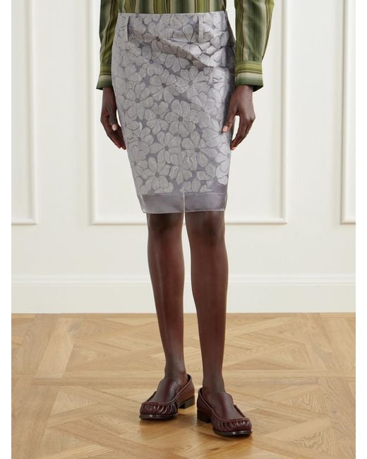 Marni Gray Tiered Floral-Appliquéd Organza Midi Skirt