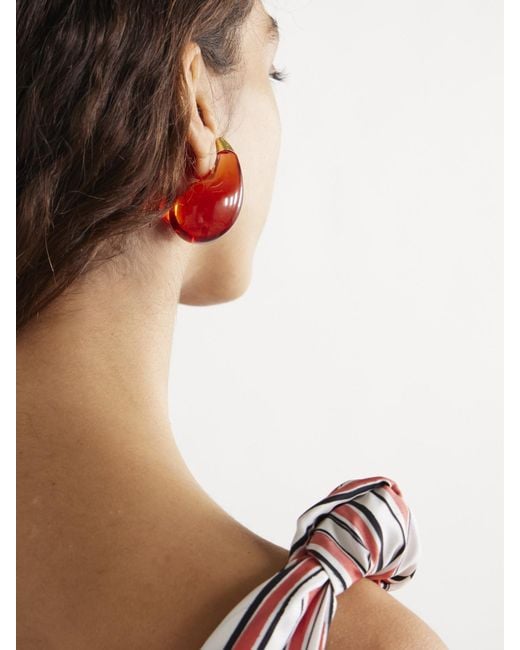 Bottega Veneta Red Plated And Resin Earrings