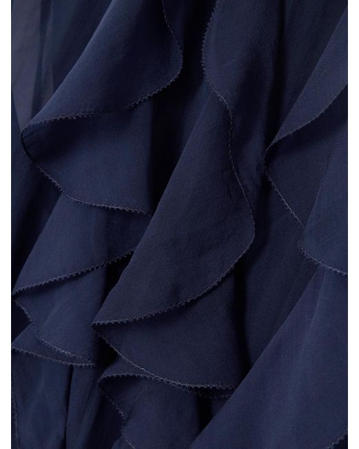 Ralph Lauren Blue Etta Schluppenbluse Aus Seidenchiffon Mit Volants