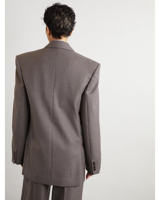 Saint Laurent Gray Doppelreihiger Blazer Aus Wolle