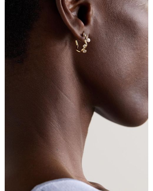Alison Lou Natural Ziggy 14-Karat Diamond Hoop Earrings