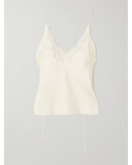 Rohe White Lace-Trimmed Silk-Satin Camisole