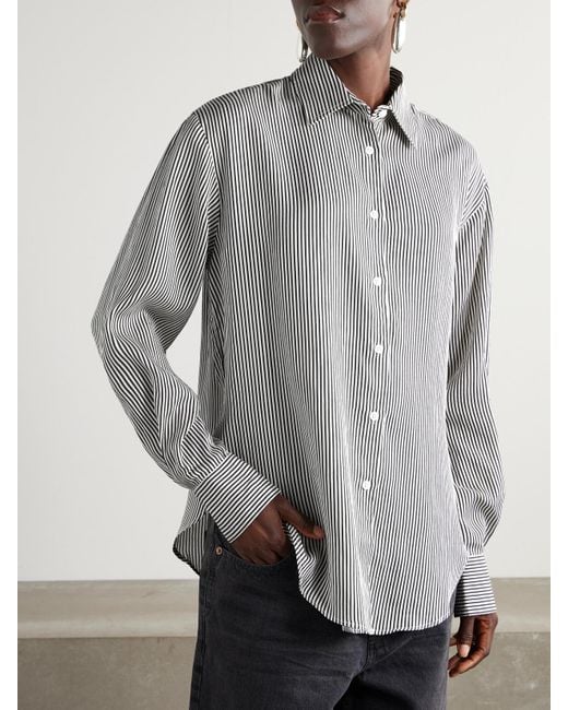 Frankie Shop Gray Lui Hemd Aus Gestreiftem Webstoff