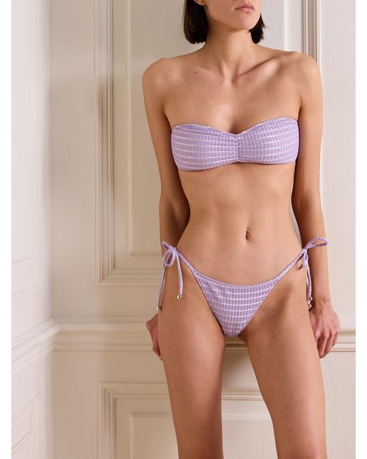 Lisa Marie Fernandez Purple Metallic Seersucker Halterneck Bikini