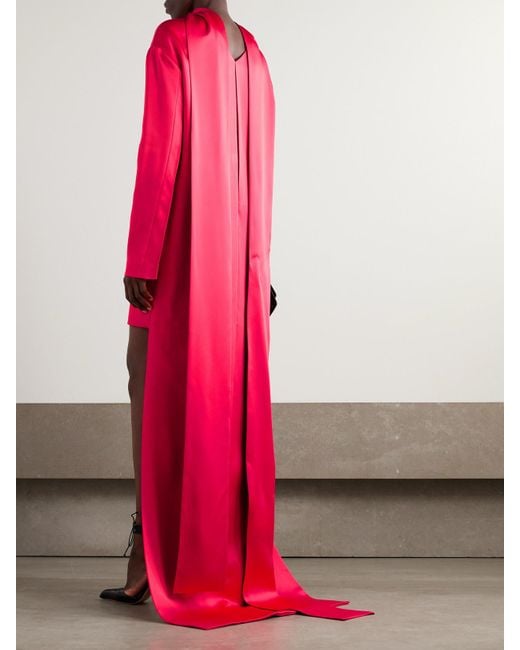 Tom Ford Pink Asymmetrisches Kleid Aus Glänzendem Crêpe Mit Schaldetail