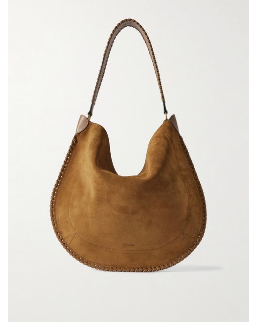 Isabel Marant Natural Oskan Schultertasche Aus Veloursleder Mit Details Im Überwendlichstich