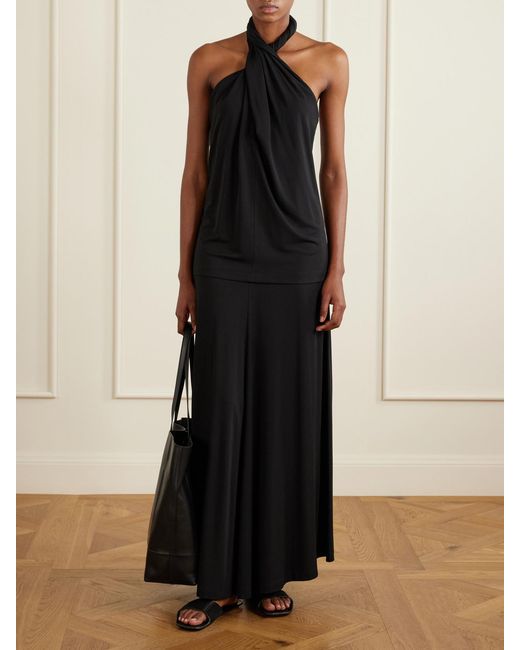 Totême Black Jersey Halterneck Blouse