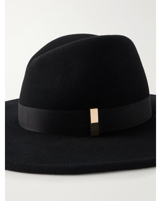 Gigi Burris Millinery Black Jeanne Satin-Trimmed Wool And Cotton-Blend Felt Hat