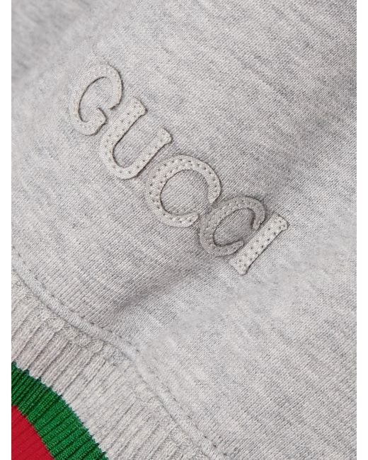 Gucci Gray Appliquéd Striped Cotton-Jersey Half-Zip Sweatshirt