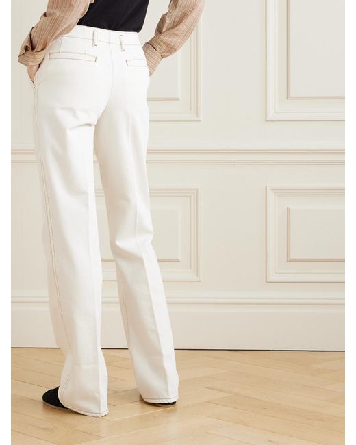 Dries Van Noten White Parchia Low-Rise Straight-Leg Jeans
