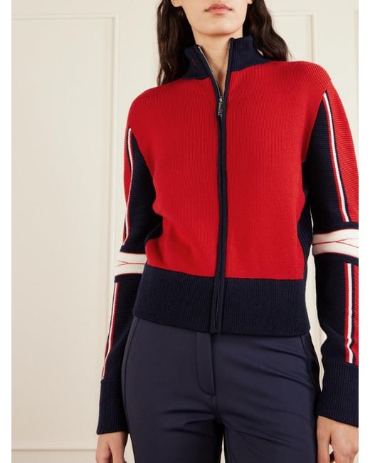 Perfect Moment Red Merino Wool Cardigan