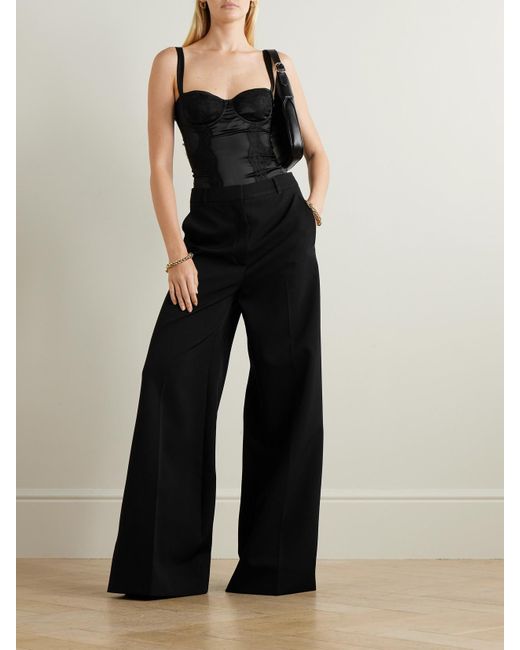 Dolce & Gabbana Black Body Aus Satin Aus Einer Seidenmischung Mit Spitzeneinsätzen