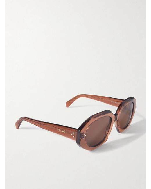 Céline Brown Hexagon-Frame Acetate Sunglasses