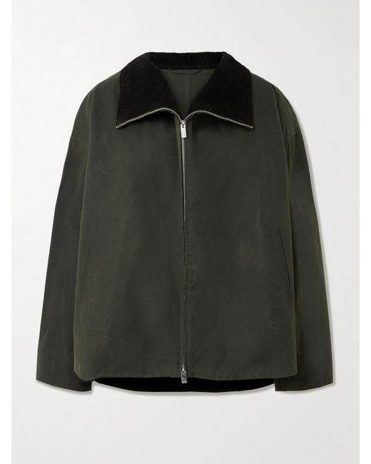 Totême Black Jacke Aus Gewachster Biobaumwolle Mit Cordbesatz