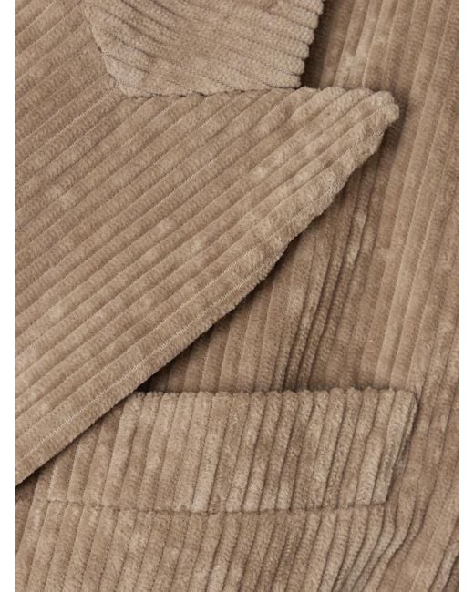Brunello Cucinelli Natural Cropped Double-Breasted Cotton-Blend Corduroy Blazer