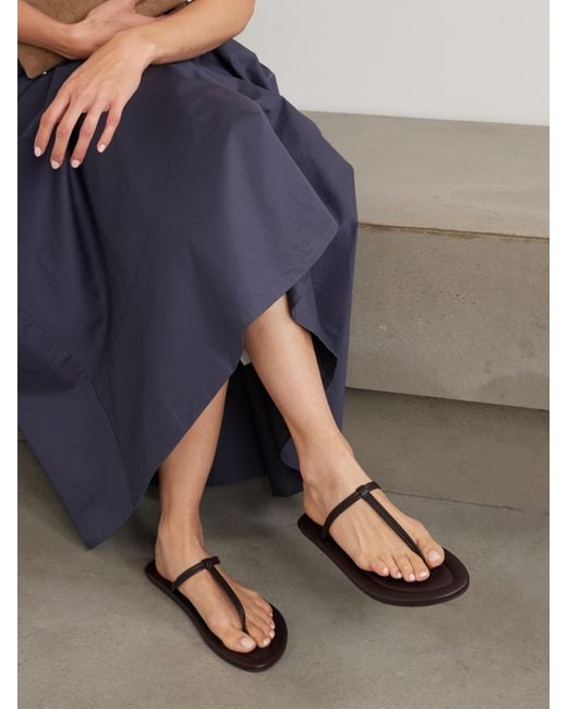 St. Agni Brown T Leather Sandals