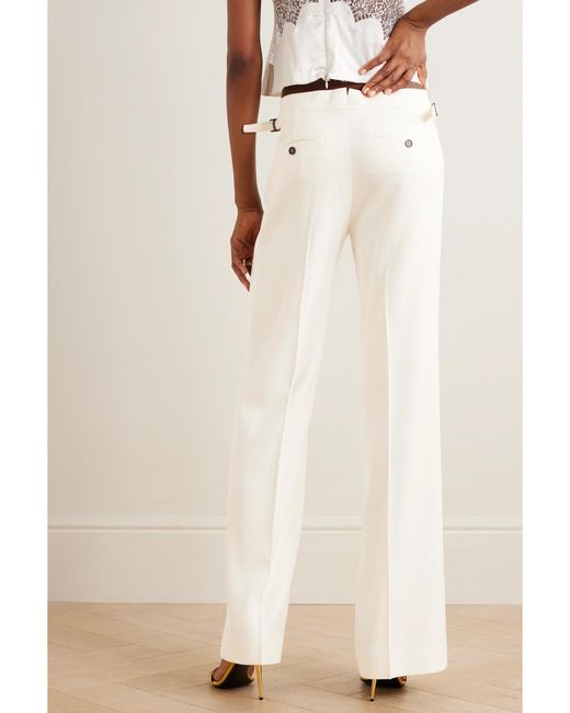 Tom Ford White Wool Wide-Leg Pants