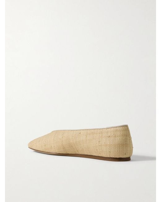 Le Monde Beryl Natural Regency Grosgrain-Trimmed Raffia Ballet Flats