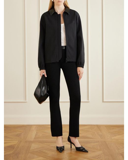 Courreges Black Logo-Embroidered Cotton Canvas Bomber Jacket