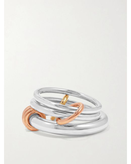 Spinelli Kilcollin Natural Orion Set Of Three Sterling And 18-Karat And Rose Rings