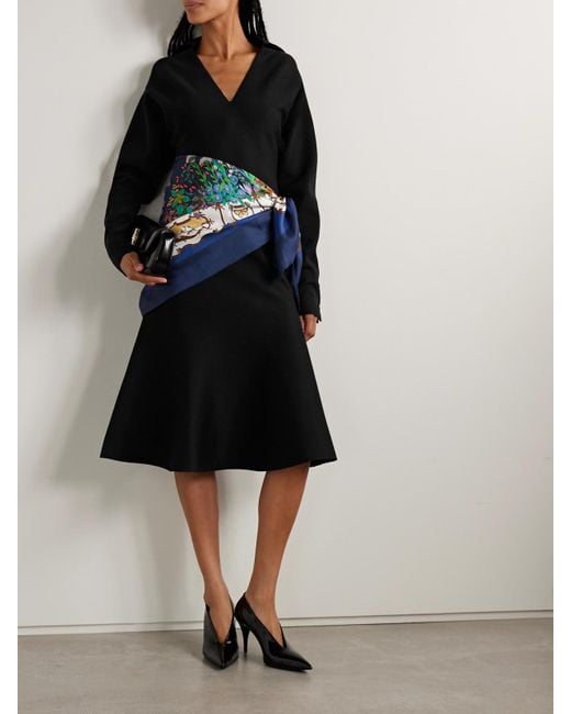 Gucci Black Wool-Blend Midi Shirt Dress