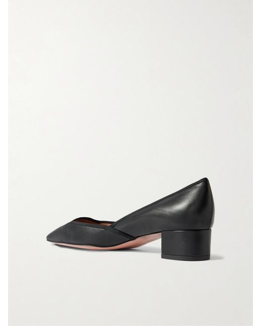Aquazzura Black Maia 35 Grosgrain-Trimmed Leather Pumps