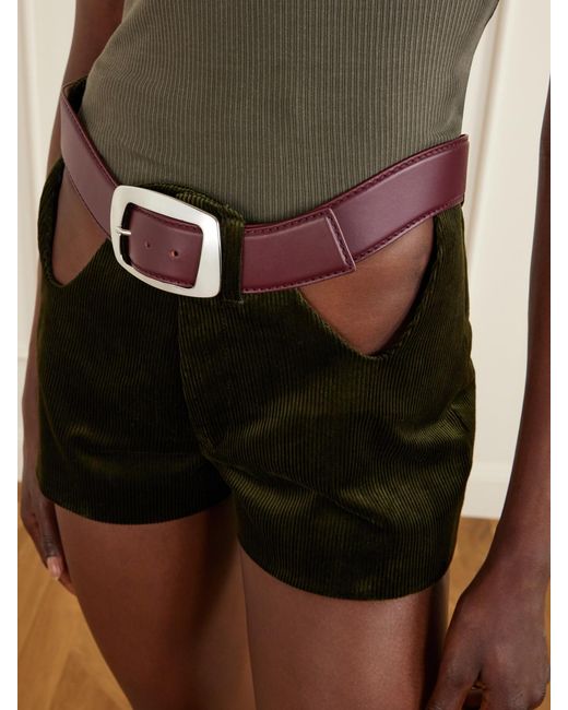 Jean Paul Gaultier Black Cut-Out Cotton-Corduroy Shorts