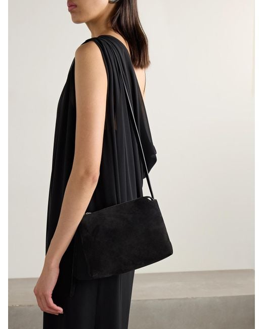 Khaite Black Lina Medium Suede Shoulder Bag