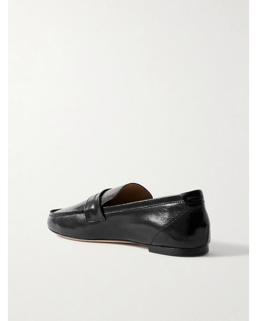 Jamie Haller Black Crinkled-Leather Loafers