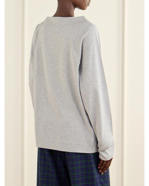 Dries Van Noten Gray Gathered Cotton-Jersey T-Shirt