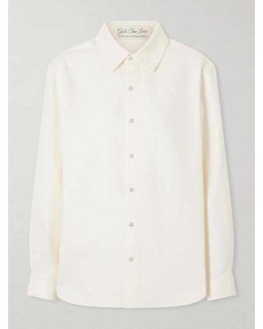 God's True Cashmere Natural Solid Linen Shirt