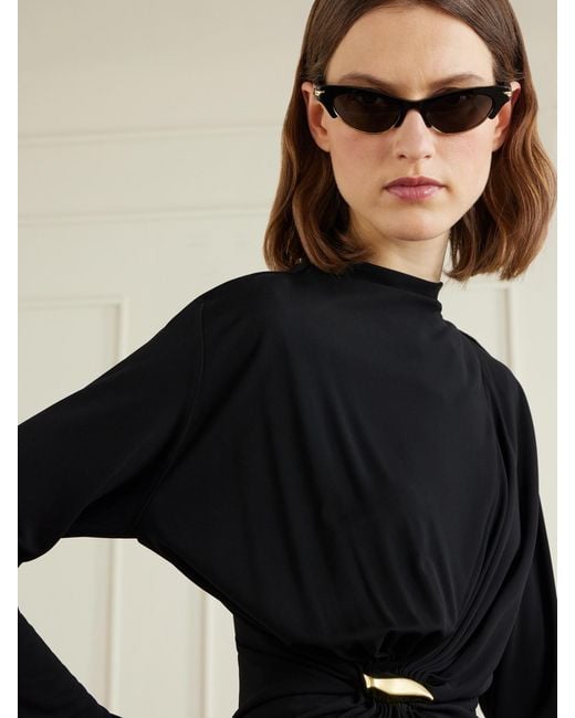 Bottega Veneta Black Cat-Eye Acetate Sunglasses